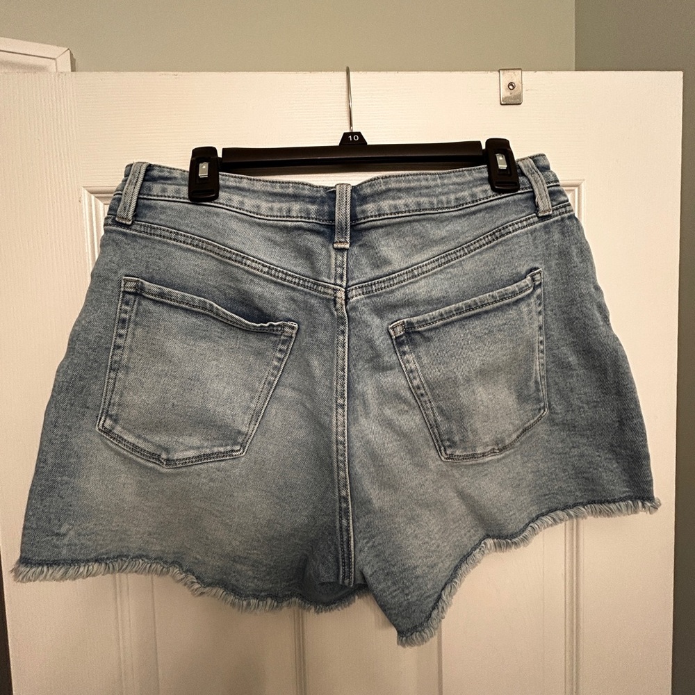 LC Lauren Conrad Blue Jean Shorts Distressed Frayed Hem size 12 - Picture 2 of 7